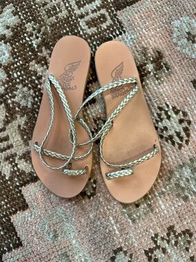 Ancient Greek Sandals Braided Metallic-Strap Sandals